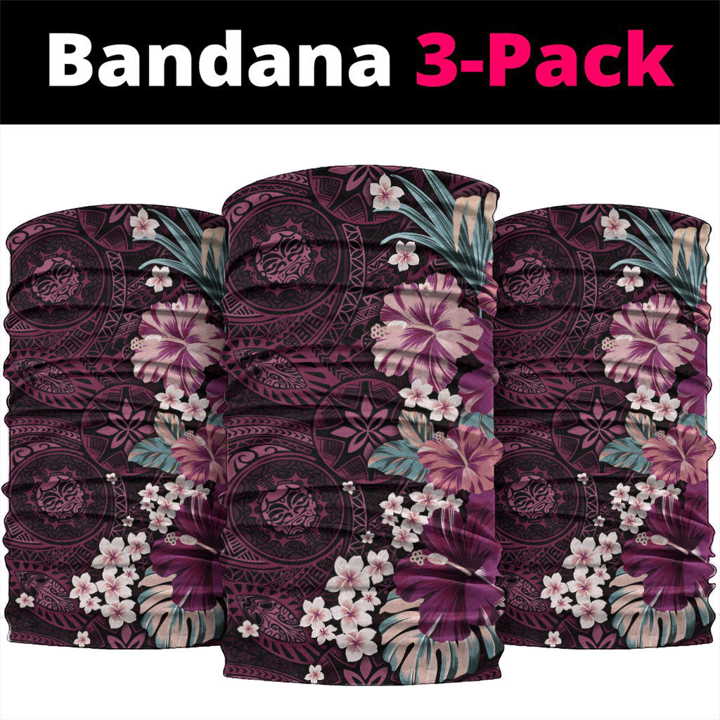 Poni Mama Hawai'i Hibiscus Neck Gaiter Polynesian Tribal Tattoo Pattern Floral Elements