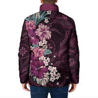 Poni Mama Hawai'i Hibiscus Padded Jacket Polynesian Tribal Tattoo Pattern Floral Elements