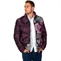 Poni Mama Hawai'i Hibiscus Padded Jacket Polynesian Tribal Tattoo Pattern Floral Elements