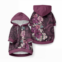 Poni Mama Hawai'i Hibiscus Pet Hoodie Polynesian Tribal Tattoo Pattern Floral Elements LT9 Pullover Pink - Polynesian Pride