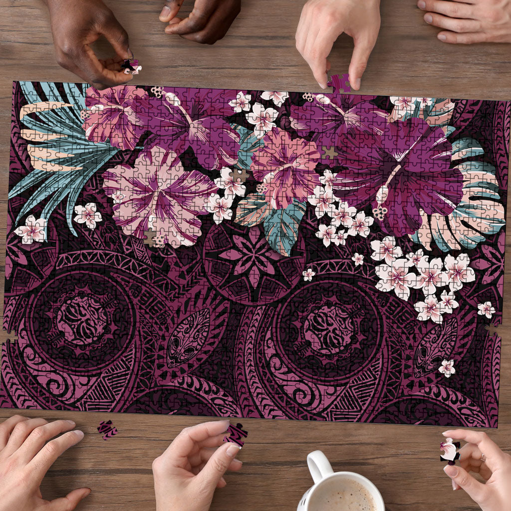 Poni Mama Hawai'i Hibiscus Puzzle Polynesian Tribal Tattoo Pattern Floral Elements