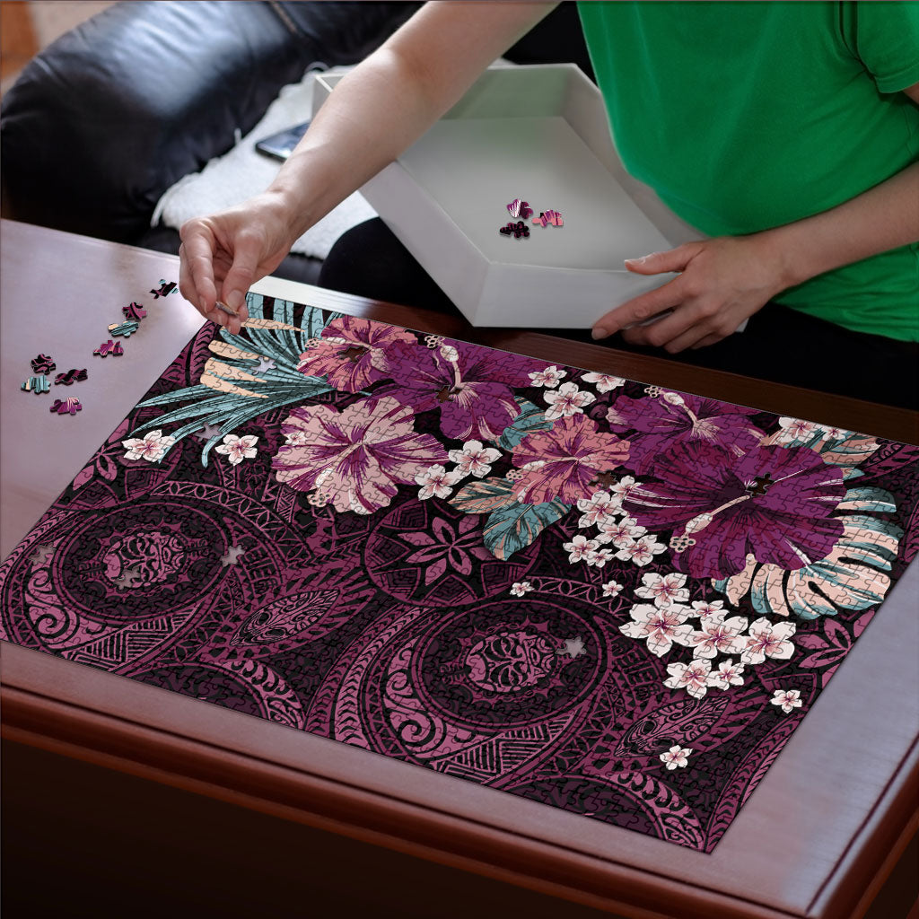 Poni Mama Hawai'i Hibiscus Puzzle Polynesian Tribal Tattoo Pattern Floral Elements
