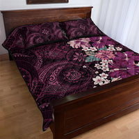 Poni Mama Hawai'i Hibiscus Quilt Bed Set Polynesian Tribal Tattoo Pattern Floral Elements