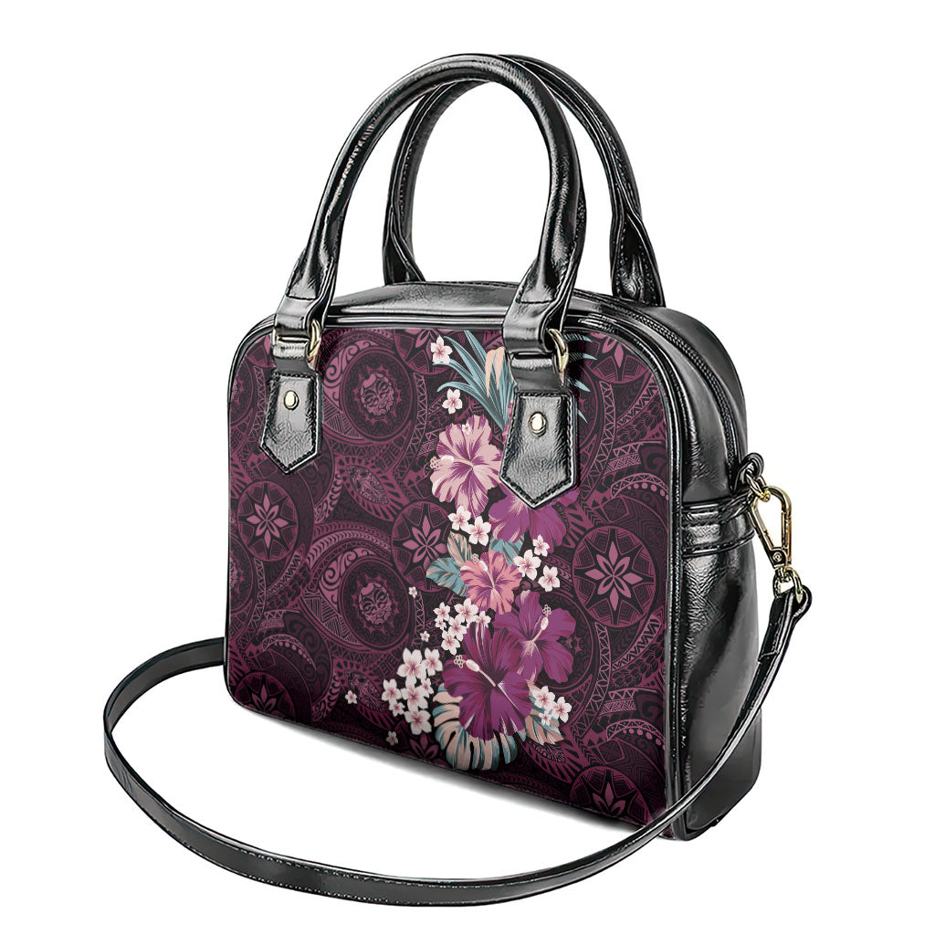 Poni Mama Hawai'i Hibiscus Shoulder Handbag Polynesian Tribal Tattoo Pattern Floral Elements