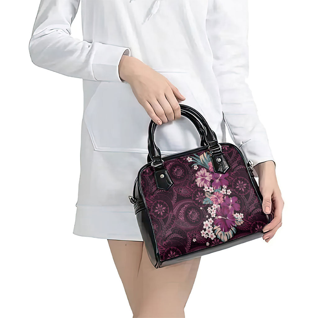 Poni Mama Hawai'i Hibiscus Shoulder Handbag Polynesian Tribal Tattoo Pattern Floral Elements