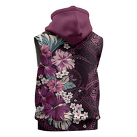 Poni Mama Hawai'i Hibiscus Sleeveless Hoodie Polynesian Tribal Tattoo Pattern Floral Elements