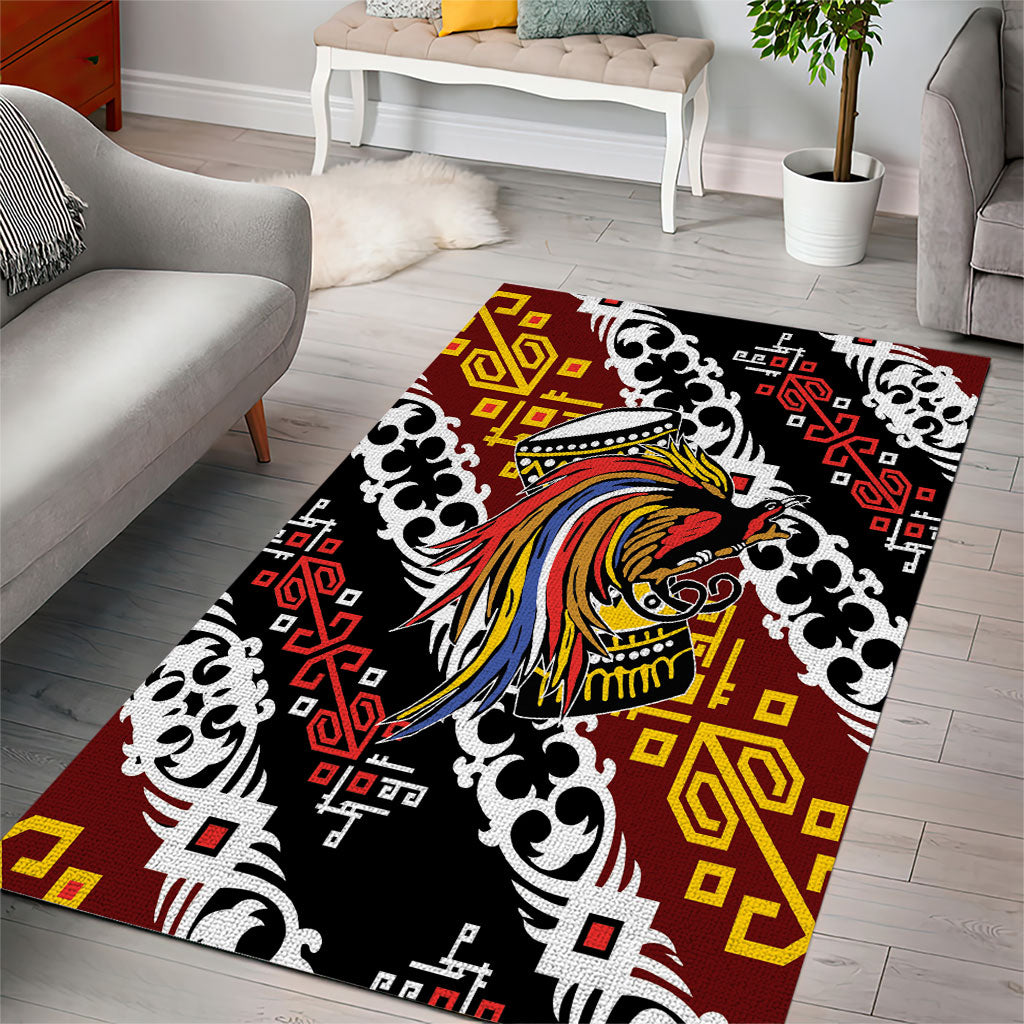 Papua New Guinea Bird Drum Area Rug Papuan Batik Motif