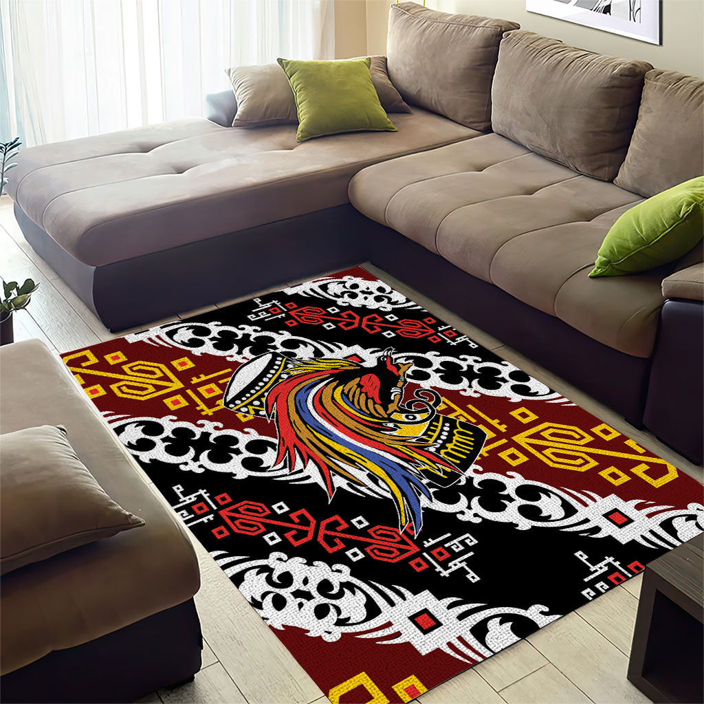 Papua New Guinea Bird Drum Area Rug Papuan Batik Motif