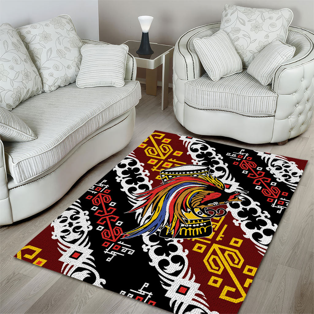 Papua New Guinea Bird Drum Area Rug Papuan Batik Motif