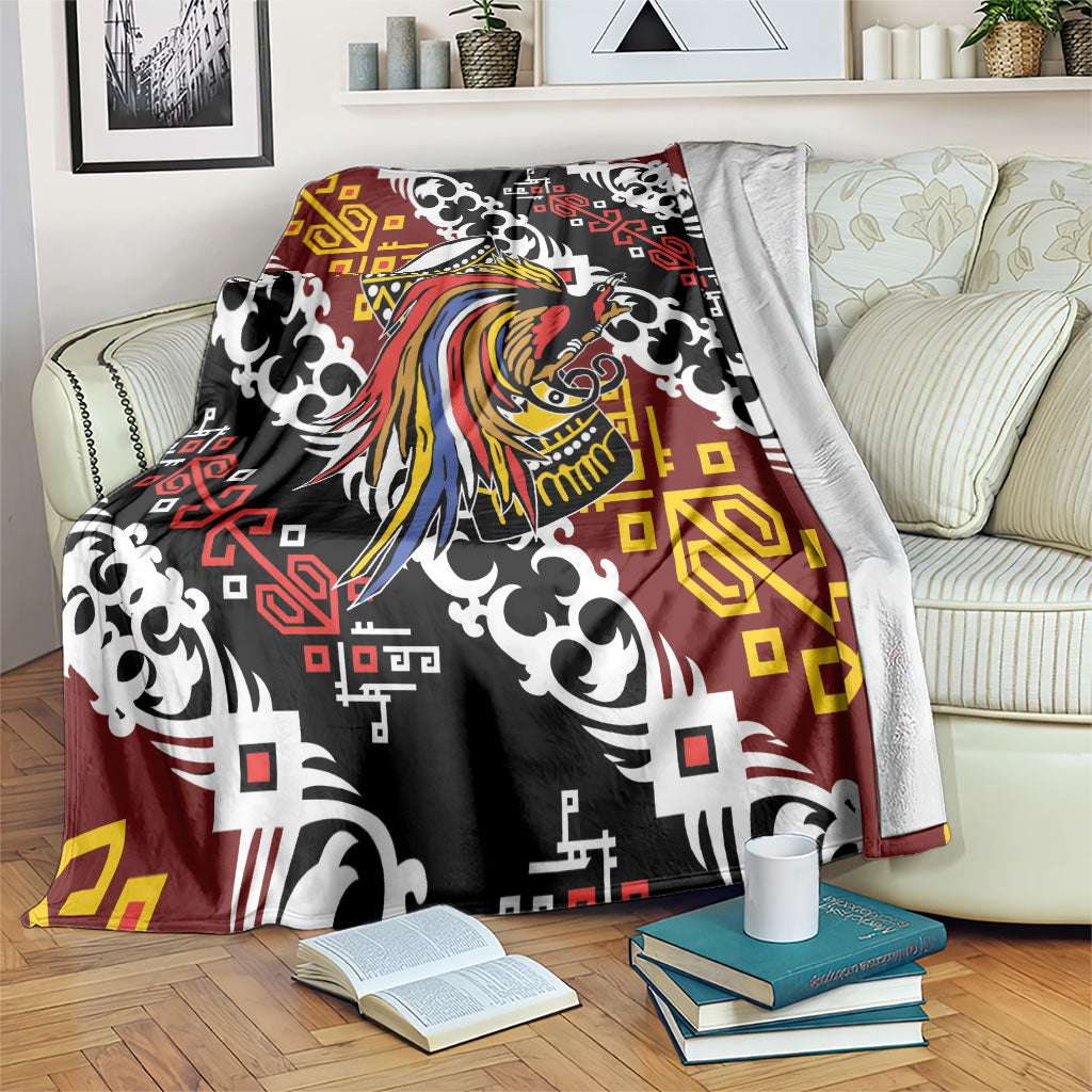 Papua New Guinea Bird Drum Blanket Papuan Batik Motif LT9 Black - Polynesian Pride
