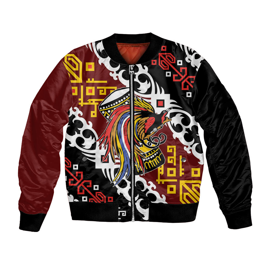 Personalised Papua New Guinea Bird Drum Bomber Jacket Papuan Batik Motif