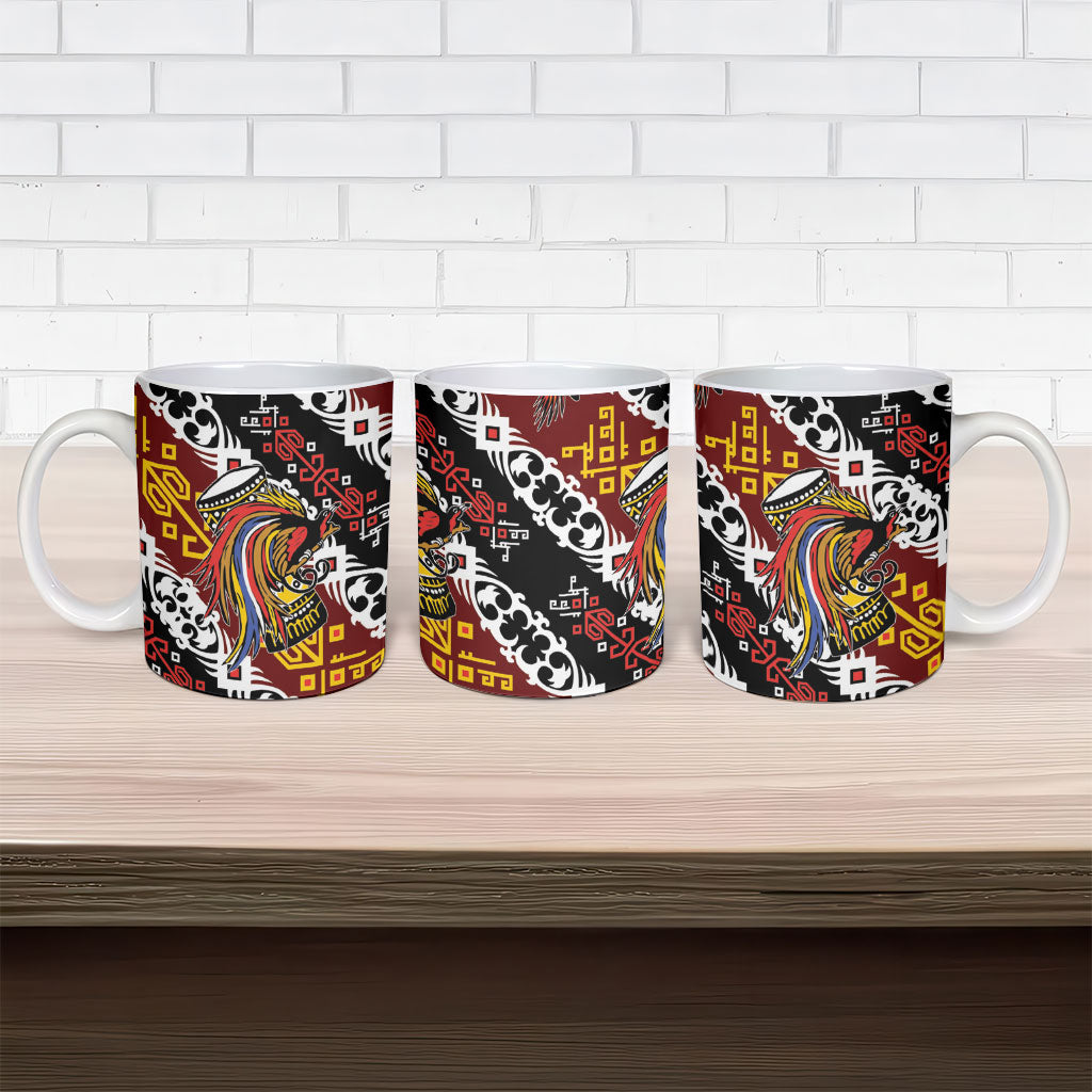 Papua New Guinea Bird Drum Ceramic Mug Papuan Batik Motif