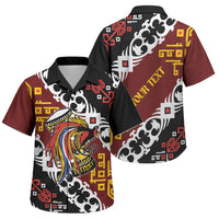 Personalised Papua New Guinea Bird Drum Family Matching Off Shoulder Maxi Dress and Hawaiian Shirt Papuan Batik Motif