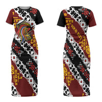 Personalised Papua New Guinea Bird Drum Family Matching Short Sleeve Bodycon Dress and Hawaiian Shirt Papuan Batik Motif