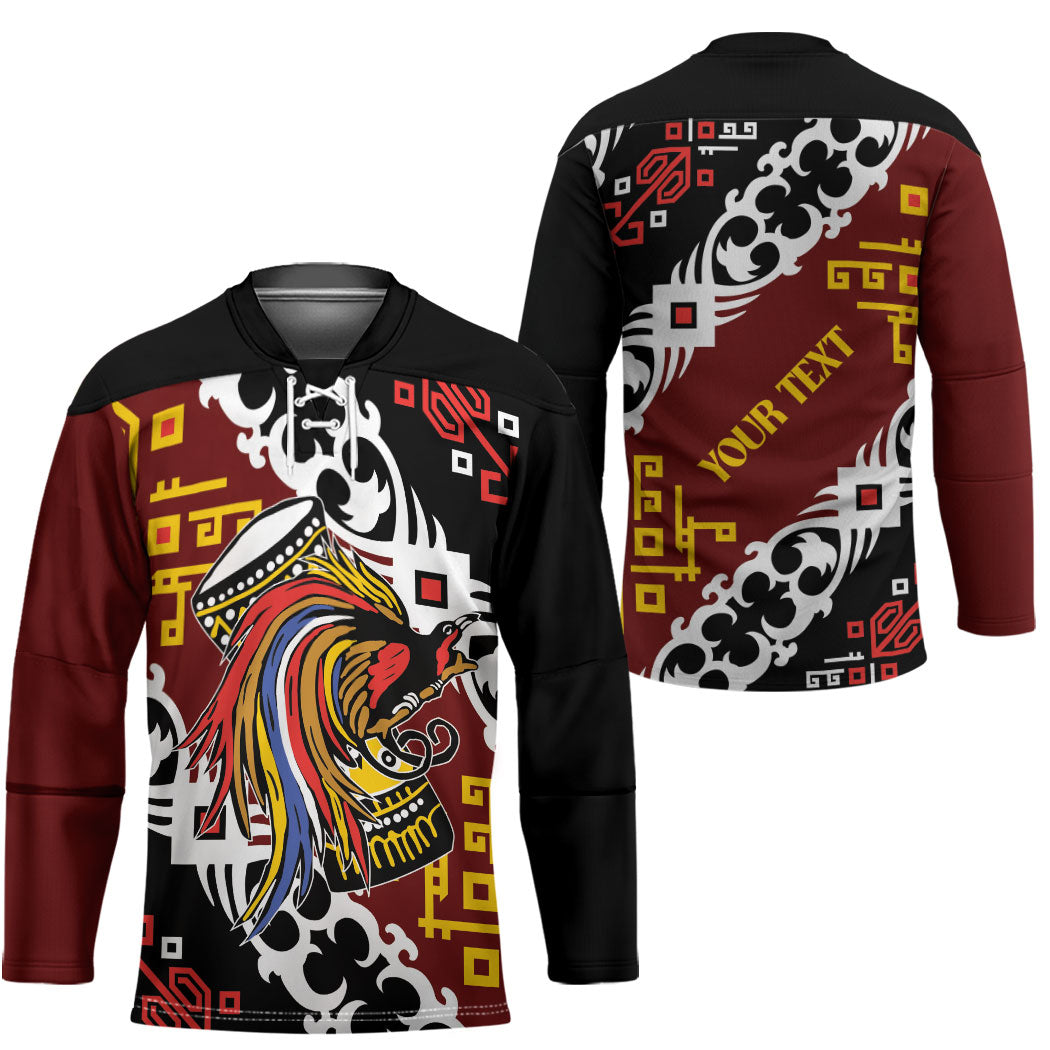 Personalised Papua New Guinea Bird Drum Hockey Jersey Papuan Batik Motif
