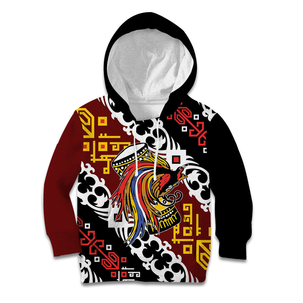 Personalised Papua New Guinea Bird Drum Kid Hoodie Papuan Batik Motif