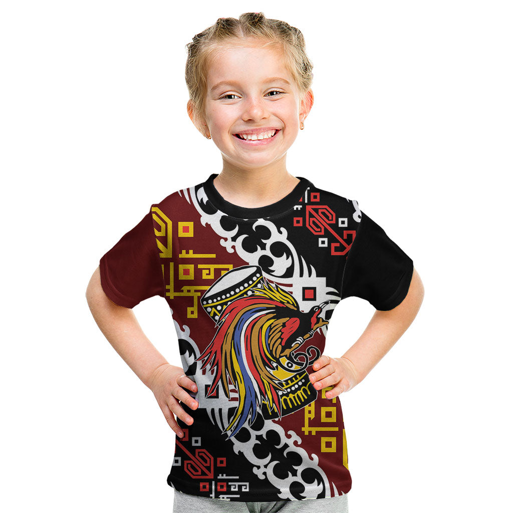 Personalised Papua New Guinea Bird Drum Kid T Shirt Papuan Batik Motif