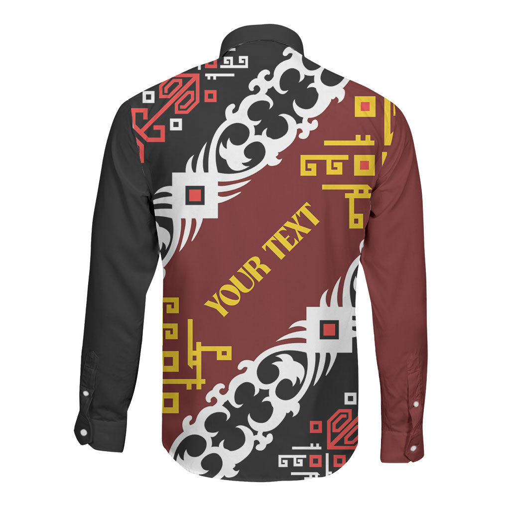 Personalised Papua New Guinea Bird Drum Long Sleeve Button Shirt Papuan Batik Motif