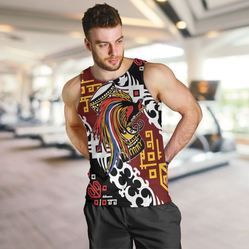 Personalised Papua New Guinea Bird Drum Men Tank Top Papuan Batik Motif