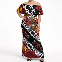 Personalised Papua New Guinea Bird Drum Off Shoulder Maxi Dress Papuan Batik Motif