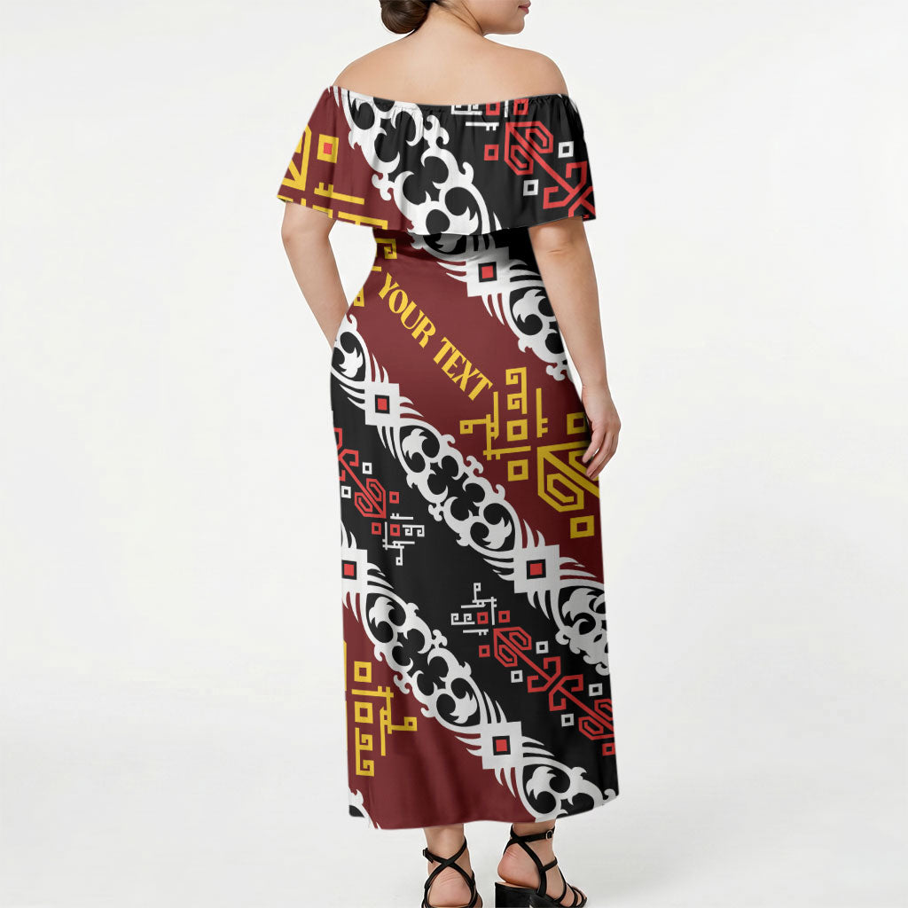 Personalised Papua New Guinea Bird Drum Off Shoulder Maxi Dress Papuan Batik Motif