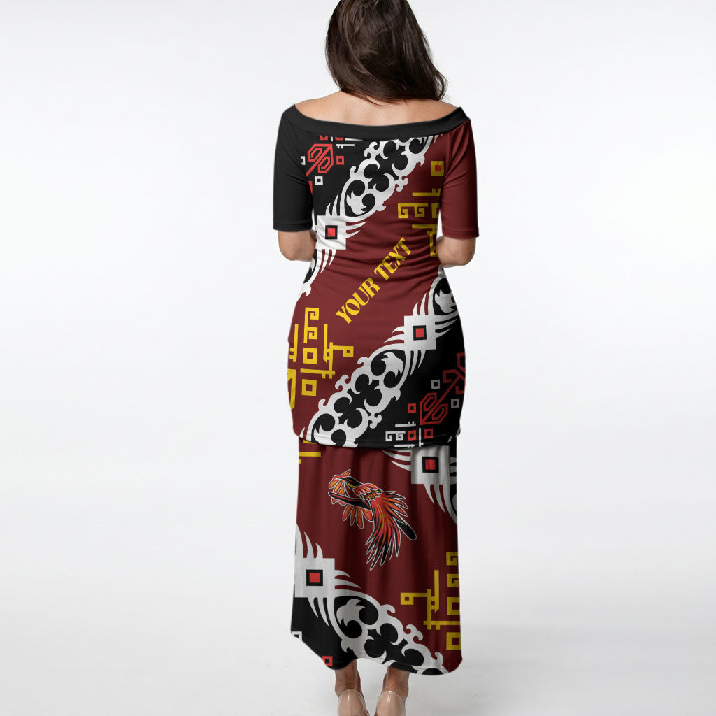 Personalised Papua New Guinea Bird Drum Puletasi Papuan Batik Motif