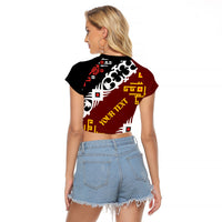 Personalised Papua New Guinea Bird Drum Raglan Cropped T Shirt Papuan Batik Motif