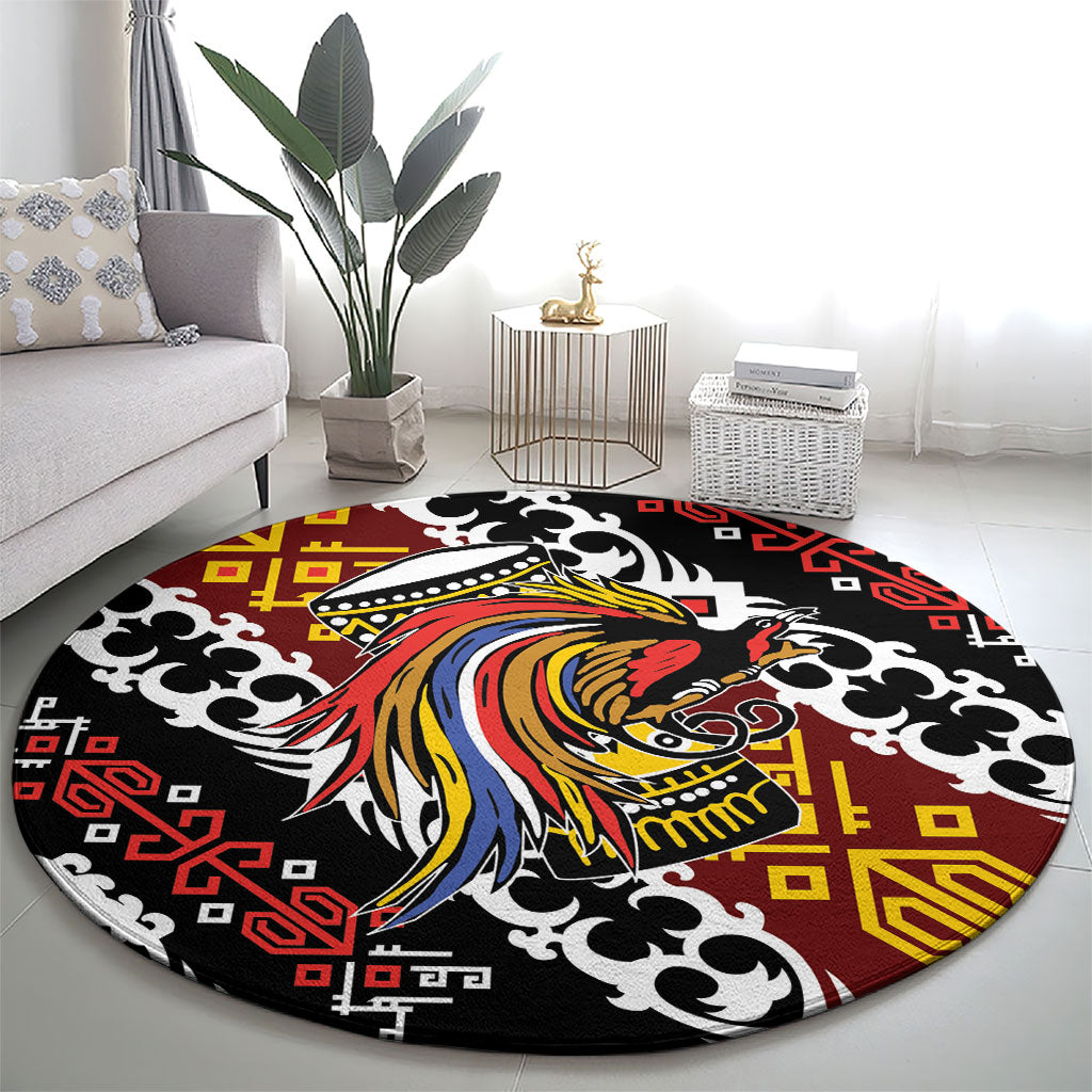 Papua New Guinea Bird Drum Round Carpet Papuan Batik Motif
