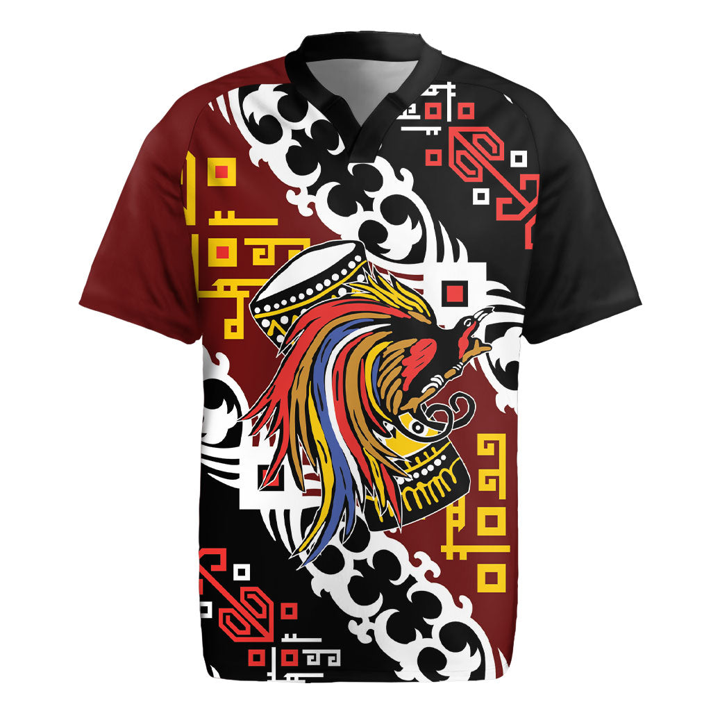 Personalised Papua New Guinea Bird Drum Rugby Jersey Papuan Batik Motif
