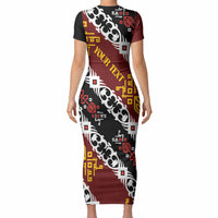Personalised Papua New Guinea Bird Drum Short Sleeve Bodycon Dress Papuan Batik Motif