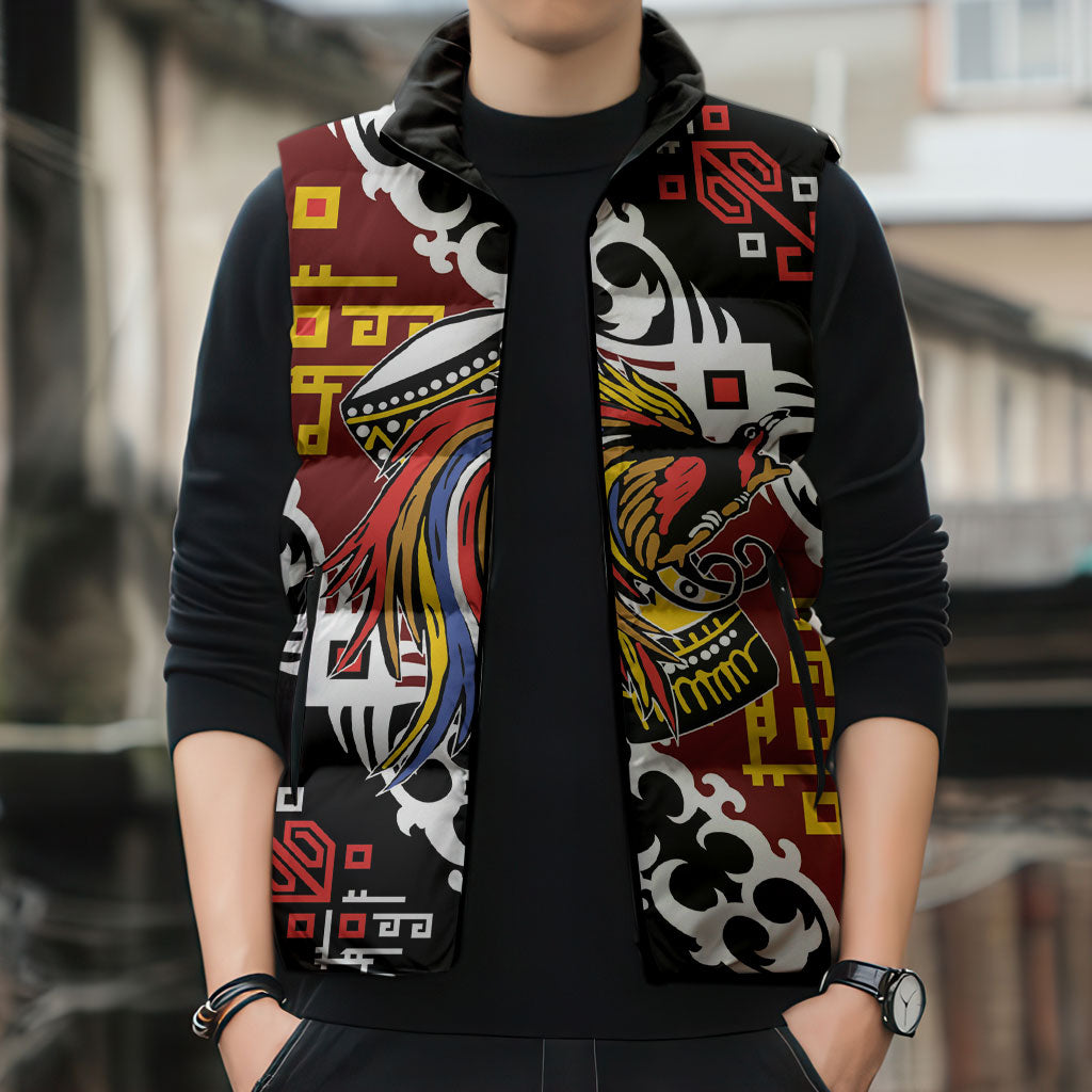Personalised Papua New Guinea Bird Drum Sleeveless Puffer Jacket Papuan Batik Motif