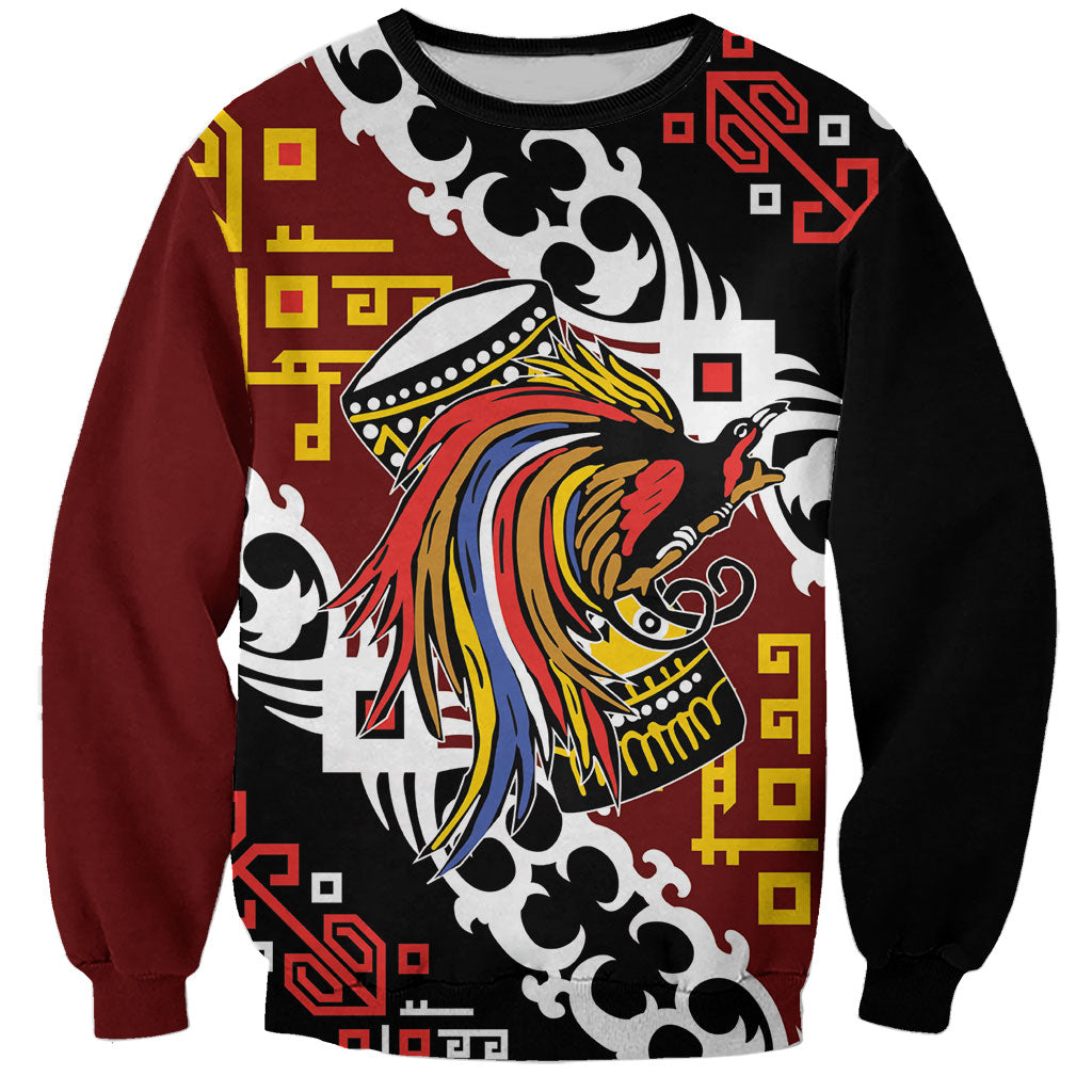 Personalised Papua New Guinea Bird Drum Sweatshirt Papuan Batik Motif