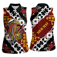 Personalised Papua New Guinea Bird Drum Women Sleeveless Polo Shirt Papuan Batik Motif