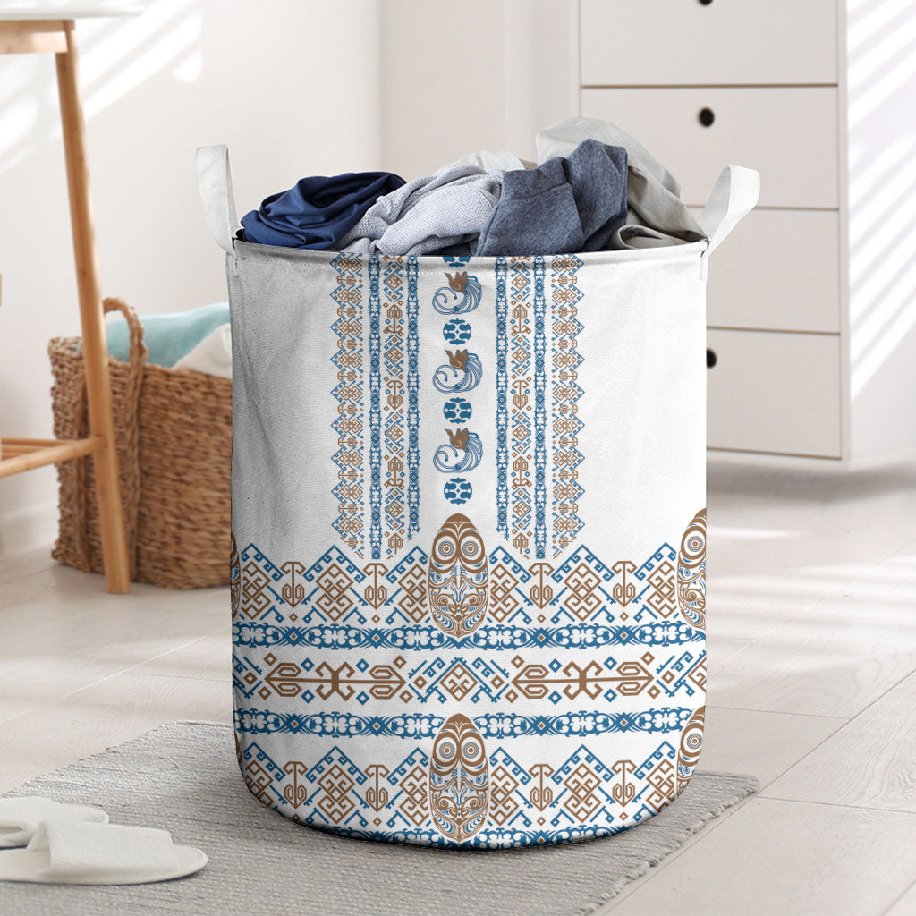 Papua New Guinea Bird Ethnic Laundry Basket Papuan Batik Inspired Pattern LT9 White - Polynesian Pride