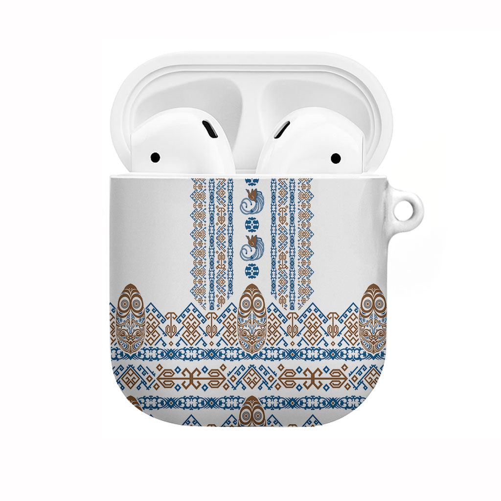 Papua New Guinea Bird Ethnic AirPods Case Papuan Batik Inspired Pattern LT9 White - Polynesian Pride