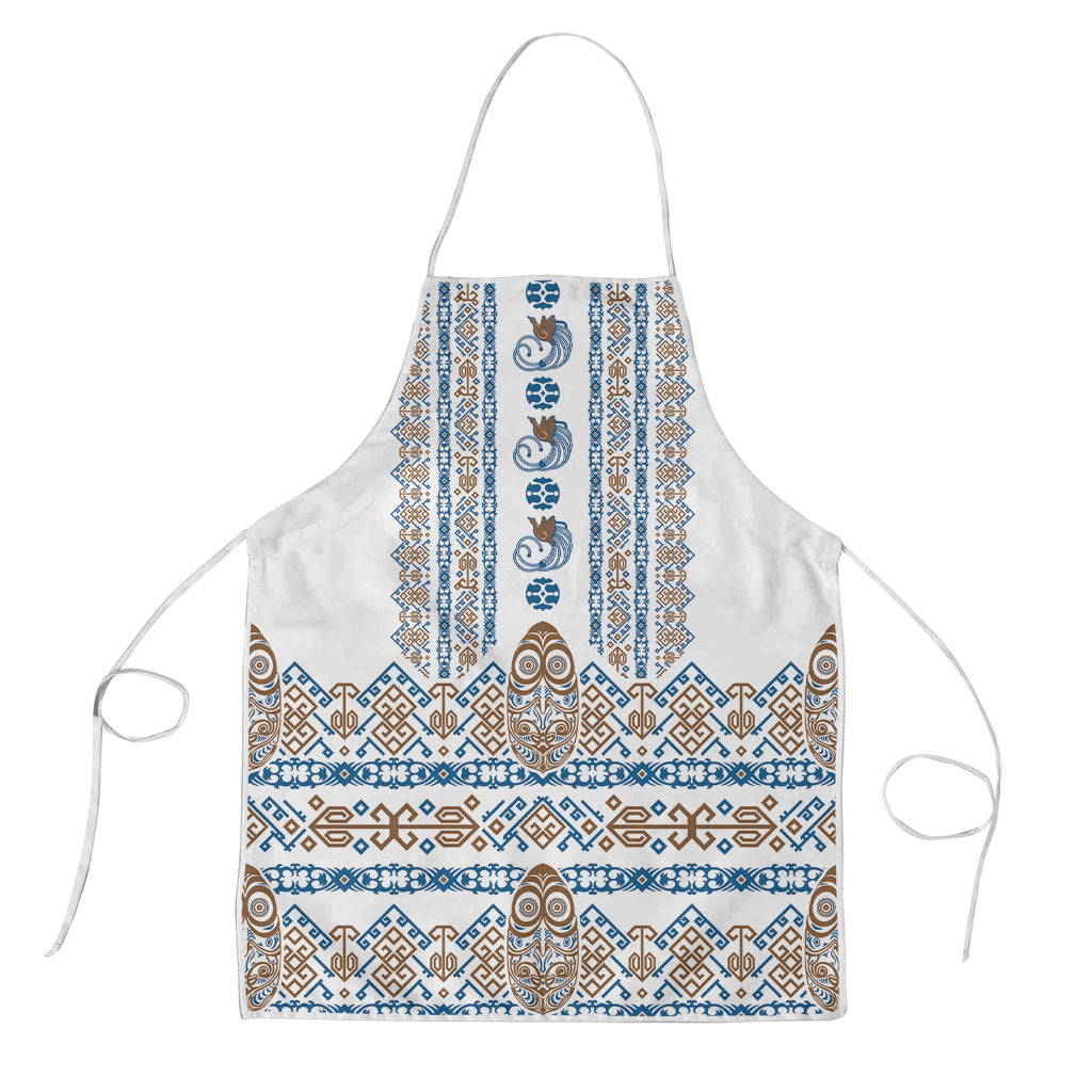 Papua New Guinea Bird Ethnic Apron Papuan Batik Inspired Pattern LT9 White - Polynesian Pride