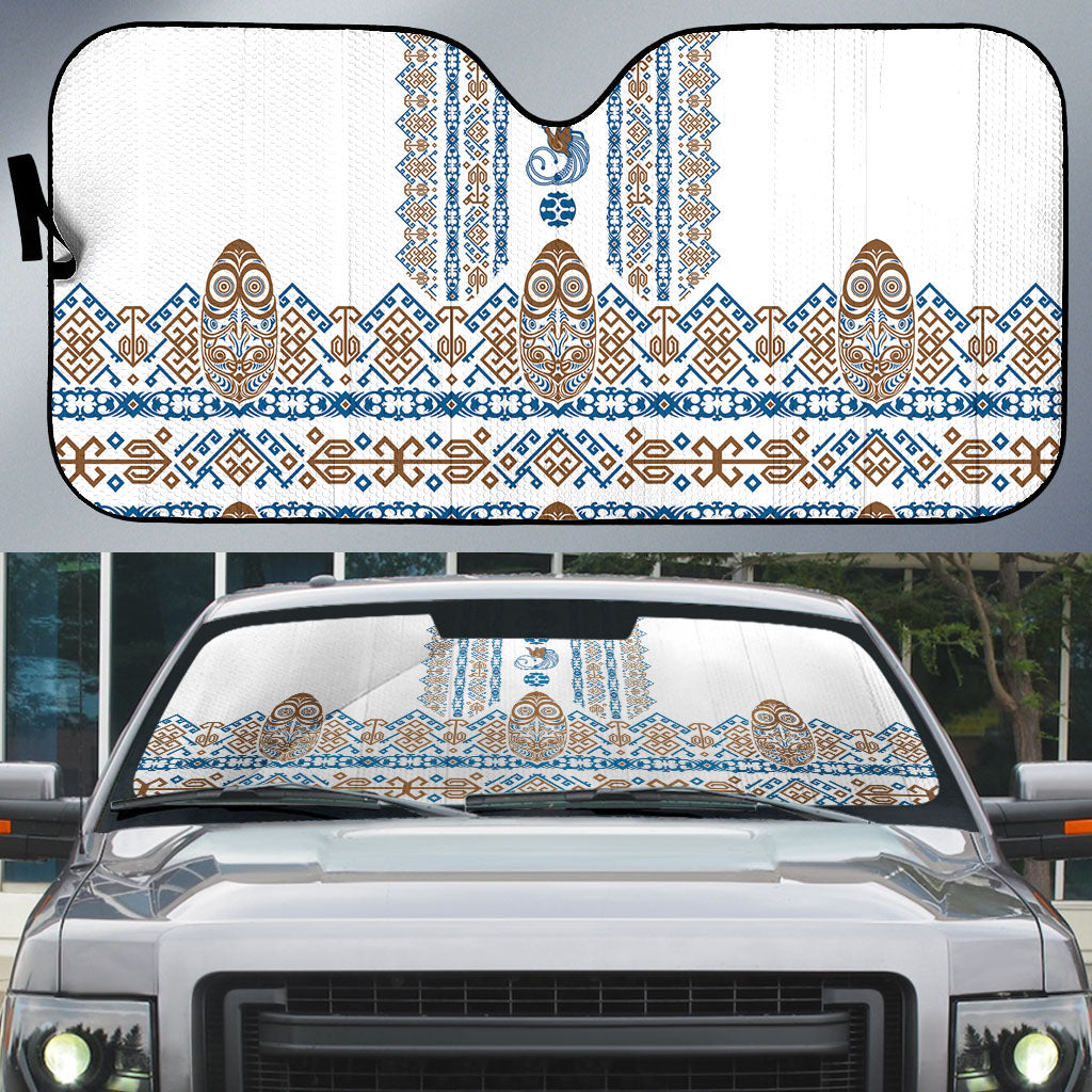 Papua New Guinea Bird Ethnic Auto Sun Shade Papuan Batik Inspired Pattern