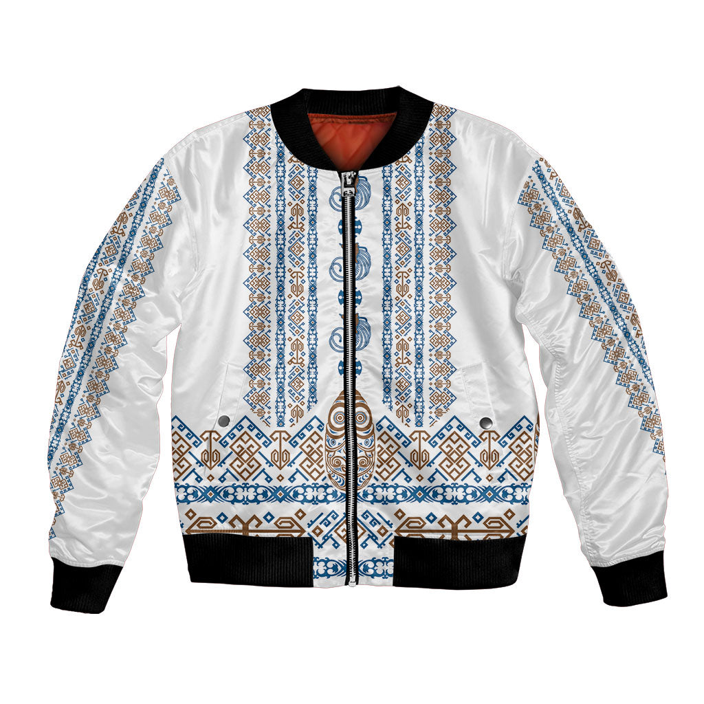 Personalised Papua New Guinea Bird Ethnic Bomber Jacket Papuan Batik Inspired Pattern