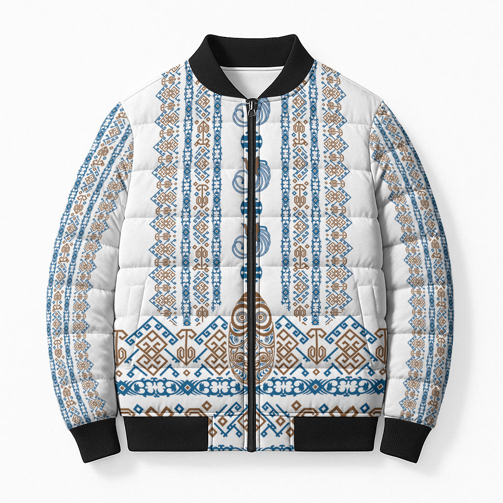 Personalised Papua New Guinea Bird Ethnic Bomber Puffer Jacket Papuan Batik Inspired Pattern