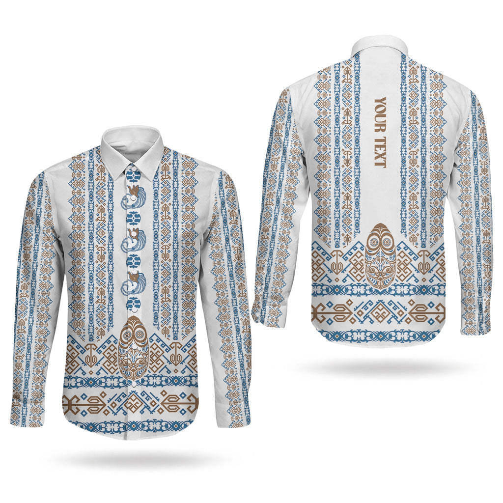 Personalised Papua New Guinea Bird Ethnic Couples Matching Tank Maxi Dress and Long Sleeve Button Shirt Papuan Batik Inspired Pattern