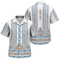 Personalised Papua New Guinea Bird Ethnic Family Matching Off Shoulder Short Dress and Hawaiian Shirt Papuan Batik Inspired Pattern