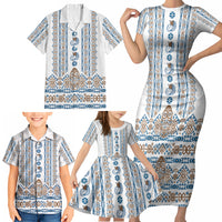 Personalised Papua New Guinea Bird Ethnic Family Matching Short Sleeve Bodycon Dress and Hawaiian Shirt Papuan Batik Inspired Pattern