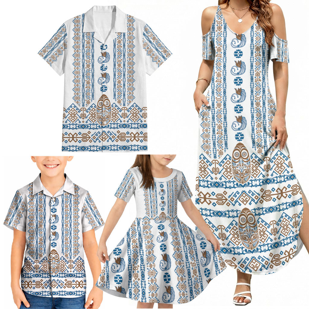Personalised Papua New Guinea Bird Ethnic Family Matching Summer Maxi Dress and Hawaiian Shirt Papuan Batik Inspired Pattern