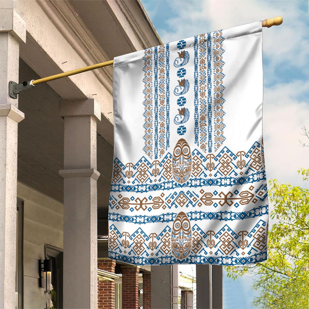 Papua New Guinea Bird Ethnic Garden Flag Papuan Batik Inspired Pattern LT9 House Flag White - Polynesian Pride