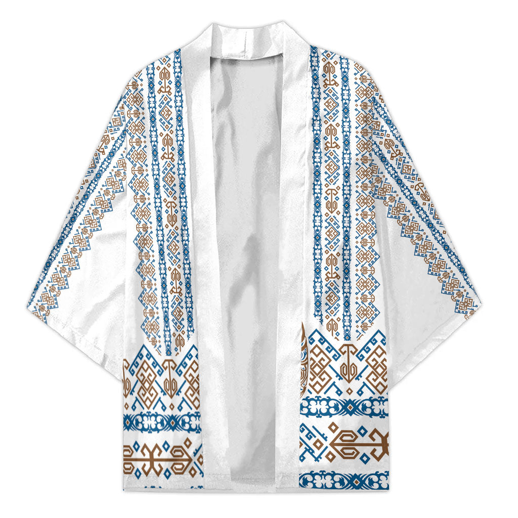 Personalised Papua New Guinea Bird Ethnic Kimono Papuan Batik Inspired Pattern LT9 Unisex White - Polynesian Pride