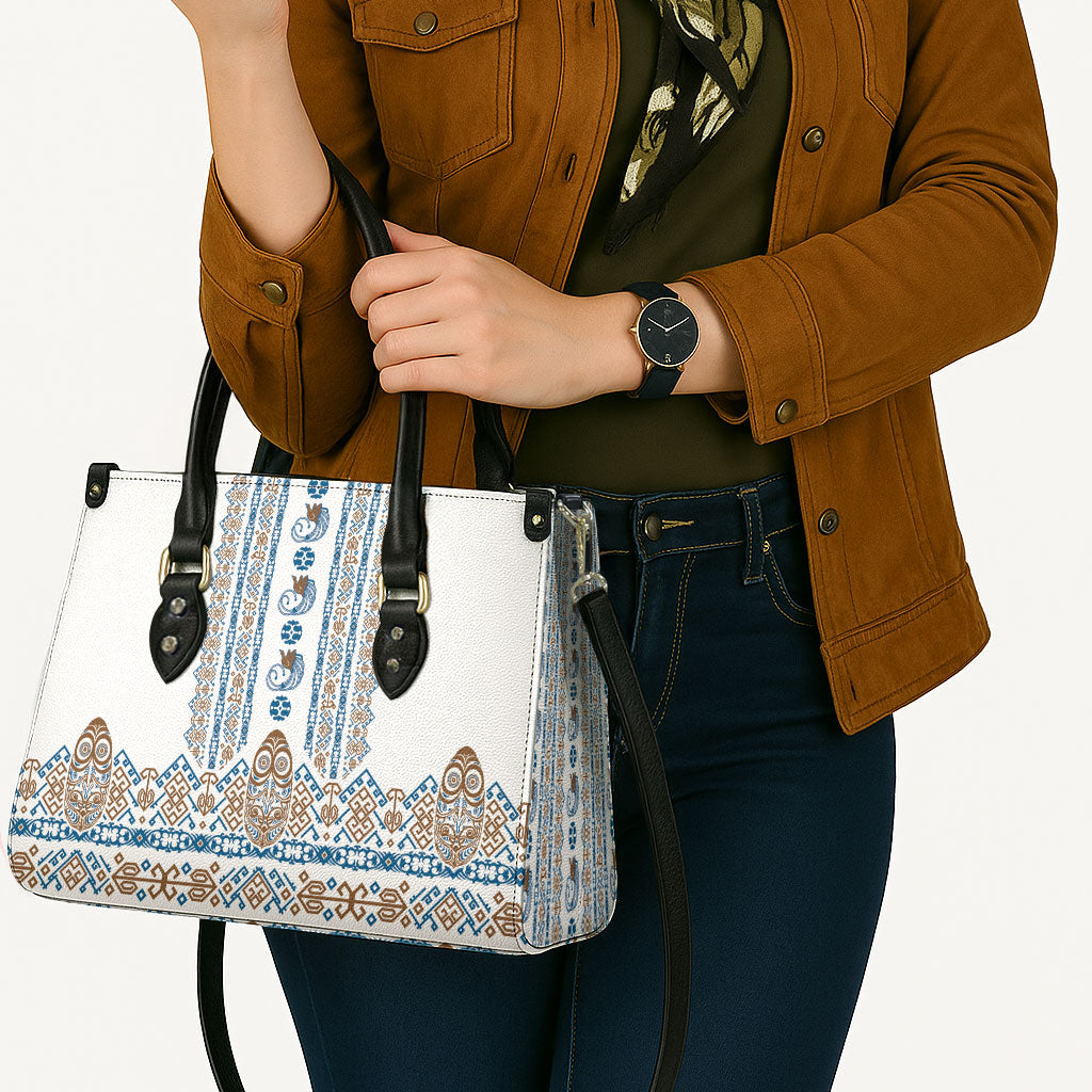 Papua New Guinea Bird Ethnic Leather Bag Papuan Batik Inspired Pattern