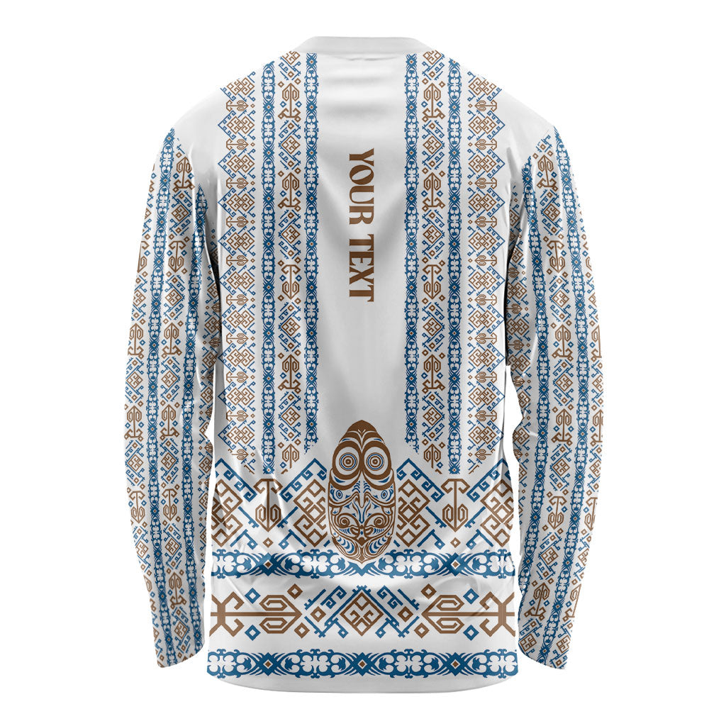 Personalised Papua New Guinea Bird Ethnic Long Sleeve Shirt Papuan Batik Inspired Pattern