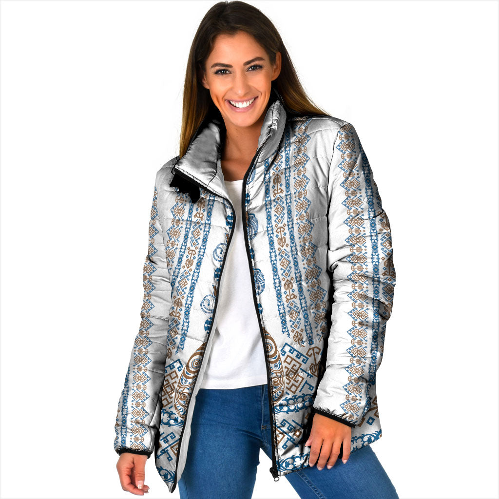 Personalised Papua New Guinea Bird Ethnic Padded Jacket Papuan Batik Inspired Pattern