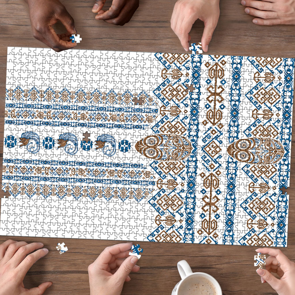 Papua New Guinea Bird Ethnic Puzzle Papuan Batik Inspired Pattern