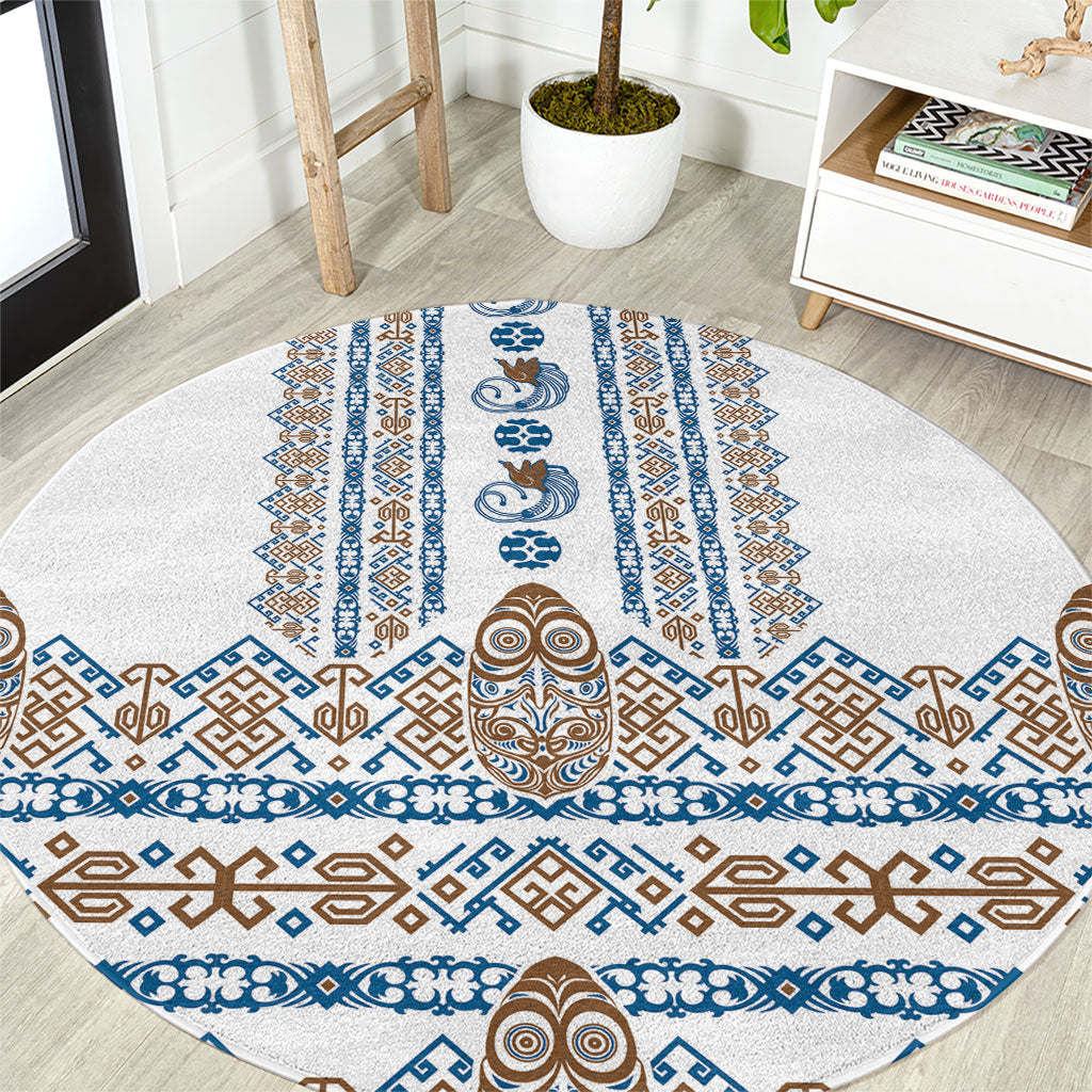 Papua New Guinea Bird Ethnic Round Carpet Papuan Batik Inspired Pattern